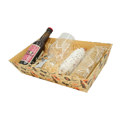 Corbeille carton rectangulaire Bière 33 x 20 x 7,5 cm brun / noir, paquet de 10 - Corbeilles carton-1