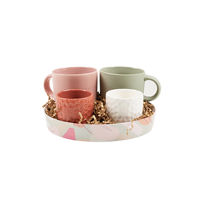 Corbeille carton ronde Beauté ø 20,5 x 3 cm beige clair / terracotta, paquet de 10 - Corbeilles carton-2