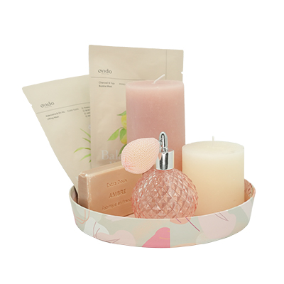 Corbeille carton ronde Beauté ø 20,5 x 3 cm beige clair / terracotta, paquet de 10 - Corbeilles carton-9