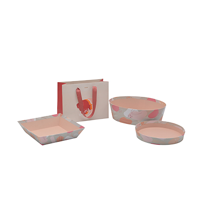 Corbeille carton ovale Beauté 26 x 19,3 x 8 cm beige clair / terracotta, paquet de 6 - Corbeilles carton-2