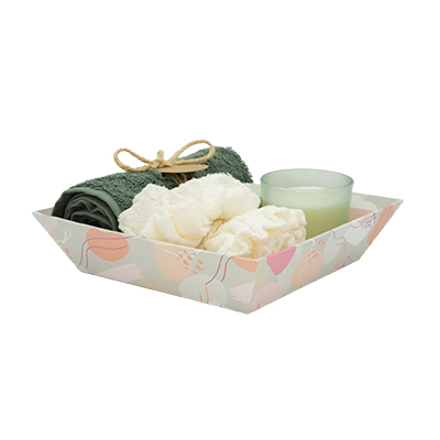 Corbeille carton carrée Beauté 20 x 20 x 5 cm beige clair / terracotta, paquet de 10 - Corbeilles carton-7