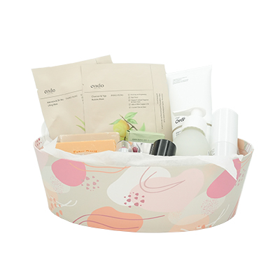 Corbeille carton ovale Beauté 26 x 19,3 x 8 cm beige clair / terracotta, paquet de 6 - Corbeilles carton-6