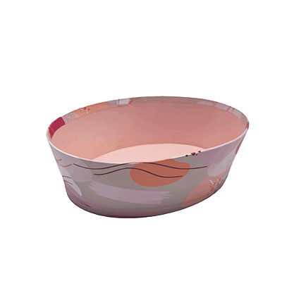 Corbeille carton ovale Beauté 26 x 19,3 x 8 cm – beige clair / terracotta - Corbeilles carton