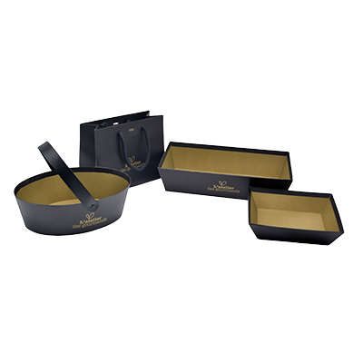 Corbeille carton rectangleÉpicerie fine 33x20x7,5 cm - brun / noir - Corbeilles carton-1