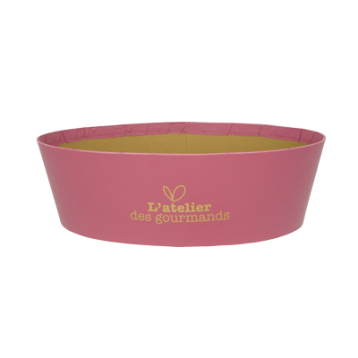 Corbeille carton ovale Épicerie fine 26 x 19,3 x 8 cm bordeaux / brun, paquet de 6 - Corbeilles carton