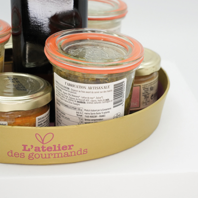 Corbeille carton ronde Épicerie fine ø 20,5 x 3 cm bordeaux, paquet de 10 - Corbeilles carton-1