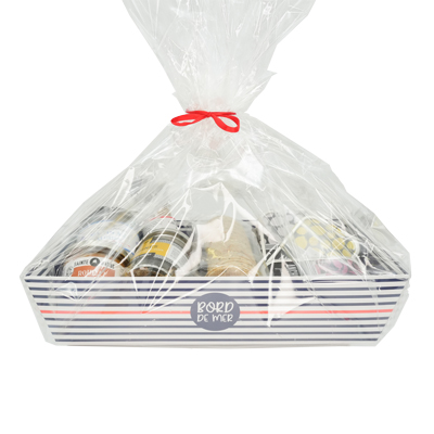 Corbeille carton rectangle Mer 33 x 20 x 7,5 cm bleu marine / blanc, paquet de 10 - Corbeilles carton-2