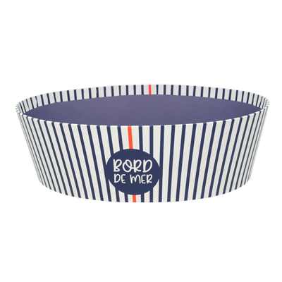 Corbeille carton ovale Mer 26 x 19,3 x 8 cm bleu marine / blanc, paquet de 6 - Corbeilles carton