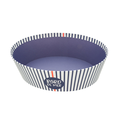 Corbeille carton ovale Mer 26 x 19,3 x 8 cm bleu marine / blanc, paquet de 6 - Corbeilles carton-1