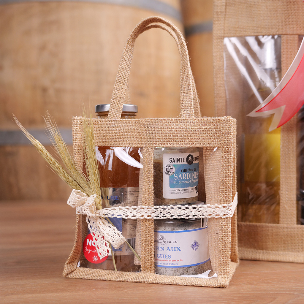 Sacs jute carré à fenêtre 2 pots - Sacs jute-1