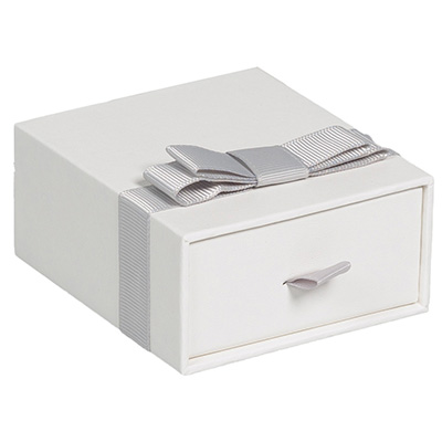 Écrins à bijoux blanc avec ruban gris - Grand modèle - Écrins à bijoux, Coffrets à bijoux