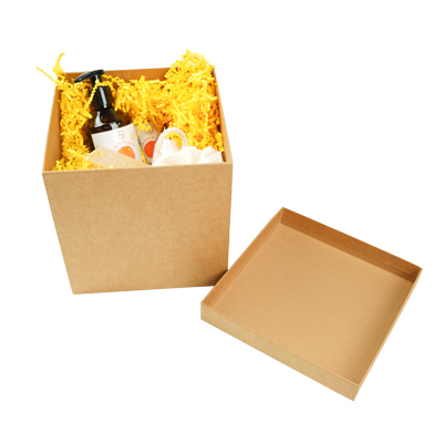 Boîte carrée kraft à couvercle amovible - 20 x 20 x 20 cm - Boites cloches-4