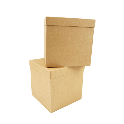 Boîte carrée kraft à couvercle amovible - 20 x 20 x 20 cm - Boites cloches-1