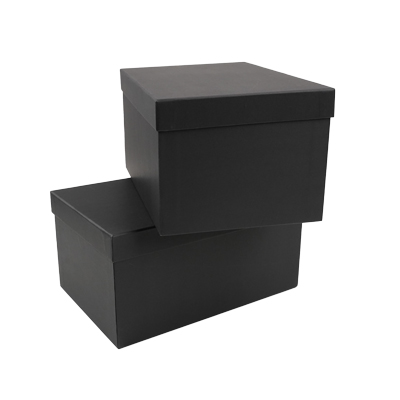 Boîte rectangulaire noire à couvercle amovible - 30 x 20 x H 15 cm - Boites cloches-1