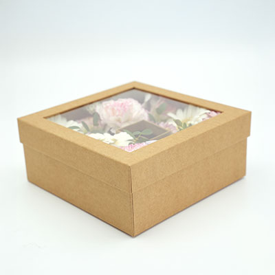 Boîte carrée avec couvercle amovible à fenêtre - 20 x 20 x 8,5 cm - Boîtages cadeaux-2