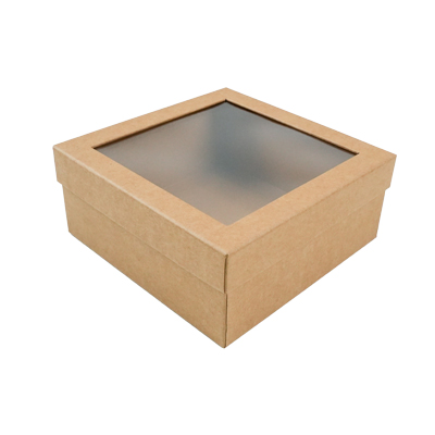 Boîte carrée avec couvercle amovible à fenêtre - 20 x 20 x 8,5 cm - Boites cloches-4