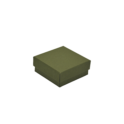 Écrin bijoux papier 7,5x7,5x3,5cm vert olive - boîte bijoux - Écrins et coffrets à bijoux