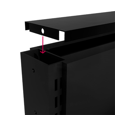 Couvercle de gondole noir sablé 133x7,5 - Ligne Store noir Sablé pas de 25 mm-1