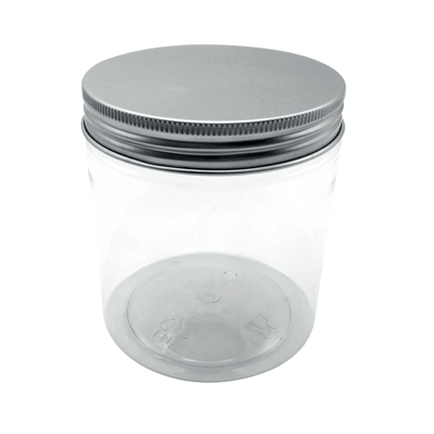 Pot à vis PET transparent avec couvercle aluminium 500 ml, paquet de 6 - Bouteilles et pots cylindriques