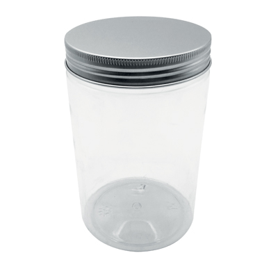 Pot à vis PET transparent avec couvercle aluminium 800 ml, paquet de 6 - Bouteilles et pots cylindriques
