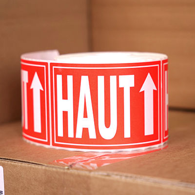 Étiquettes adhésives de signalisation mention Haut 8 x 12 cm - Marquage d'expédition-1
