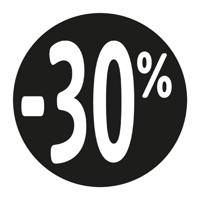 Etiquette Soldes -30% noir ø36mm - Sticker Soldes -30% - Paquet de 500 - Gommettes adhésives évènementielles