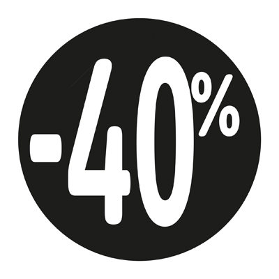 Etiquette Soldes -40% noir ø36mm - Sticker Soldes -40% - Paquet de 500 - Gommettes adhésives évènementielles