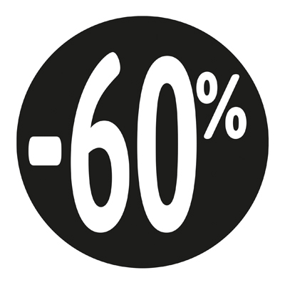 Etiquette Soldes -60% noir ø36mm - Sticker Soldes -60% - Paquet de 500 - Gommettes adhésives évènementielles