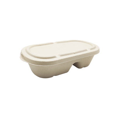 Boîtes à compartiments 1000ml bagasse 23,5 x 13 x 7 cm - Paquet de 50 - Lunchbox et plateaux repas-2