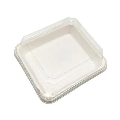 Saladier bagasse avec couvercle blanc 15,2 x 13,8 x 6 cm - Boîte salade - Lot de 50 - Boîtes et bols à salade