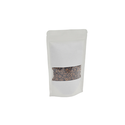 Doypack sachets kraft à fenêtre et fermeture zip - blanc - 250 ml - Sachets kraft alimentaires-1