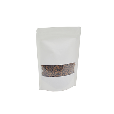 Doypack sachets kraft à fenêtre et fermeture zip - blanc - 500 ml - Sachets kraft alimentaires-1