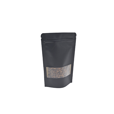Doypack sachets kraft à fenêtre et fermeture zip - noir - 250 ml - Sachets kraft alimentaires-1