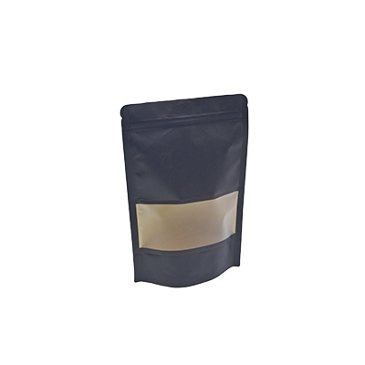 Doypack sachets kraft à fenêtre et fermeture zip - noir - 500 ml - Sachets kraft alimentaires