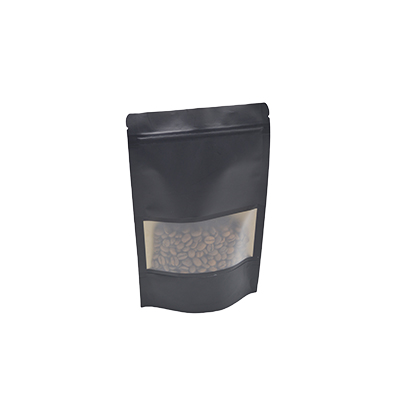 Doypack sachets kraft à fenêtre et fermeture zip - noir - 500 ml - Sachets kraft alimentaires-1