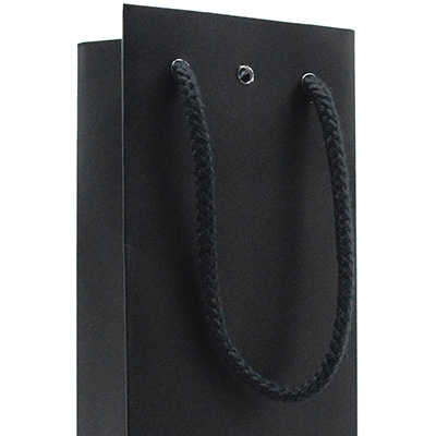 Sac bouteille noir mat pelliculé poignées cordelette - 1 bouteille - Paquet de 20 - Sacs pour bouteilles de vin-1