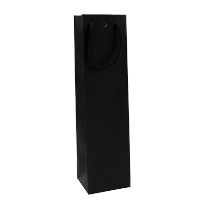 Sacs pelliculés poignées cordelette 1 bouteille - noir mat - L 10,9 x P 9 x H 38 cm - Sacs pour bouteilles de vin-2