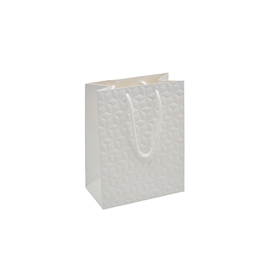Sacs embossés blanc - moyen modèle - Sacs pelliculés poignées cordelette-1