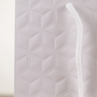 Sacs embossés blanc - moyen modèle - Sacs pelliculés poignées cordelette-1