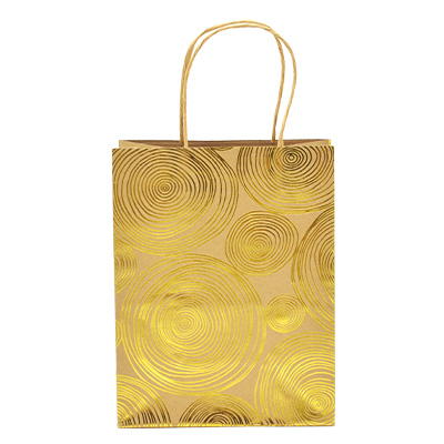 Sacs kraft à spirales or 2 faces - 18 + 10 x H 23 cm - Sacs kraft à motifs-1