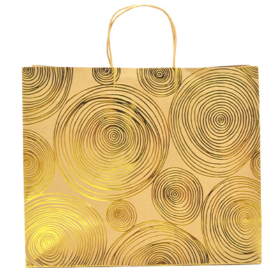 Sacs kraft à spirales or 2 faces - 36 + 13 x H 30 cm - Sacs kraft à motifs-1