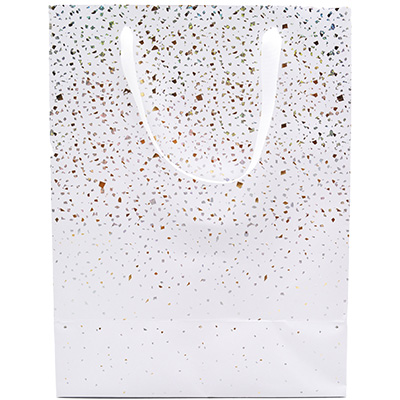 Sacs pelliculés Terrazzo blanc - 25 + 13 x H 33 cm - Sacs pelliculés à motifs-1