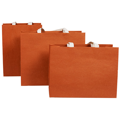 Sacs luxe terracotta poignées coton - 25 + 13 x H 33 cm - Sacs kraft luxe-2
