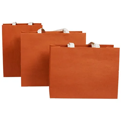 Sacs luxe terracotta poignées coton - 36 + 13 x H 30 cm - Sacs kraft luxe-2