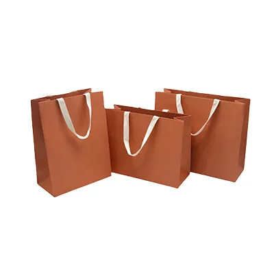 Sacs luxe terracotta poignées coton - 36 + 13 x H 30 cm - Sacs kraft luxe-3