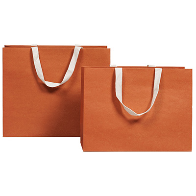 Sacs luxe terracotta poignées coton - 25 + 13 x H 33 cm - Sacs kraft luxe-1