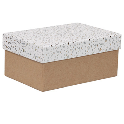 Boîtes cadeaux Terrazzo à couvercle amovible - blanc / brun - 19 x 13 x H 8,5 cm - Boites cloches