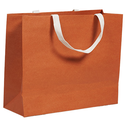 Sacs luxe terracotta poignées coton - 33 + 13 x H 25 cm - Sacs kraft luxe