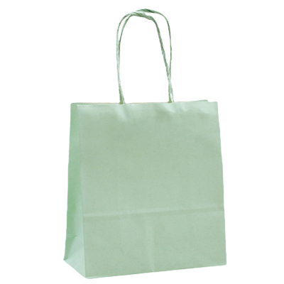 Sac kraft vert pastel à poignées torsadées 12+6x15cm 120g/m² (x50) - Sacs kraft unis, poignées torsadées