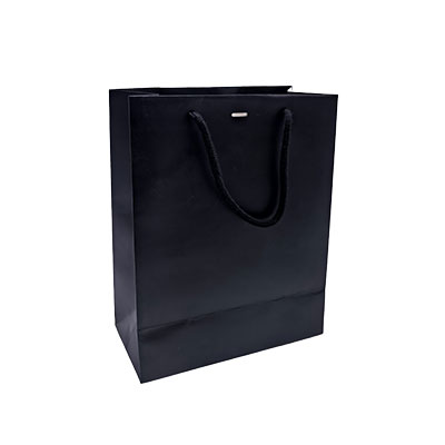 Sacs pelliculés noir mat avec fenêtre - 22 + 11 x 28 cm - Sacs pelliculés unis, poignées cordelette-2